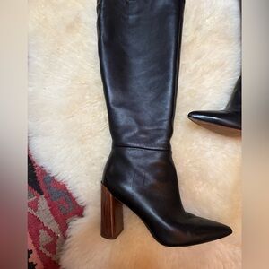 Vince knee high leather boot black